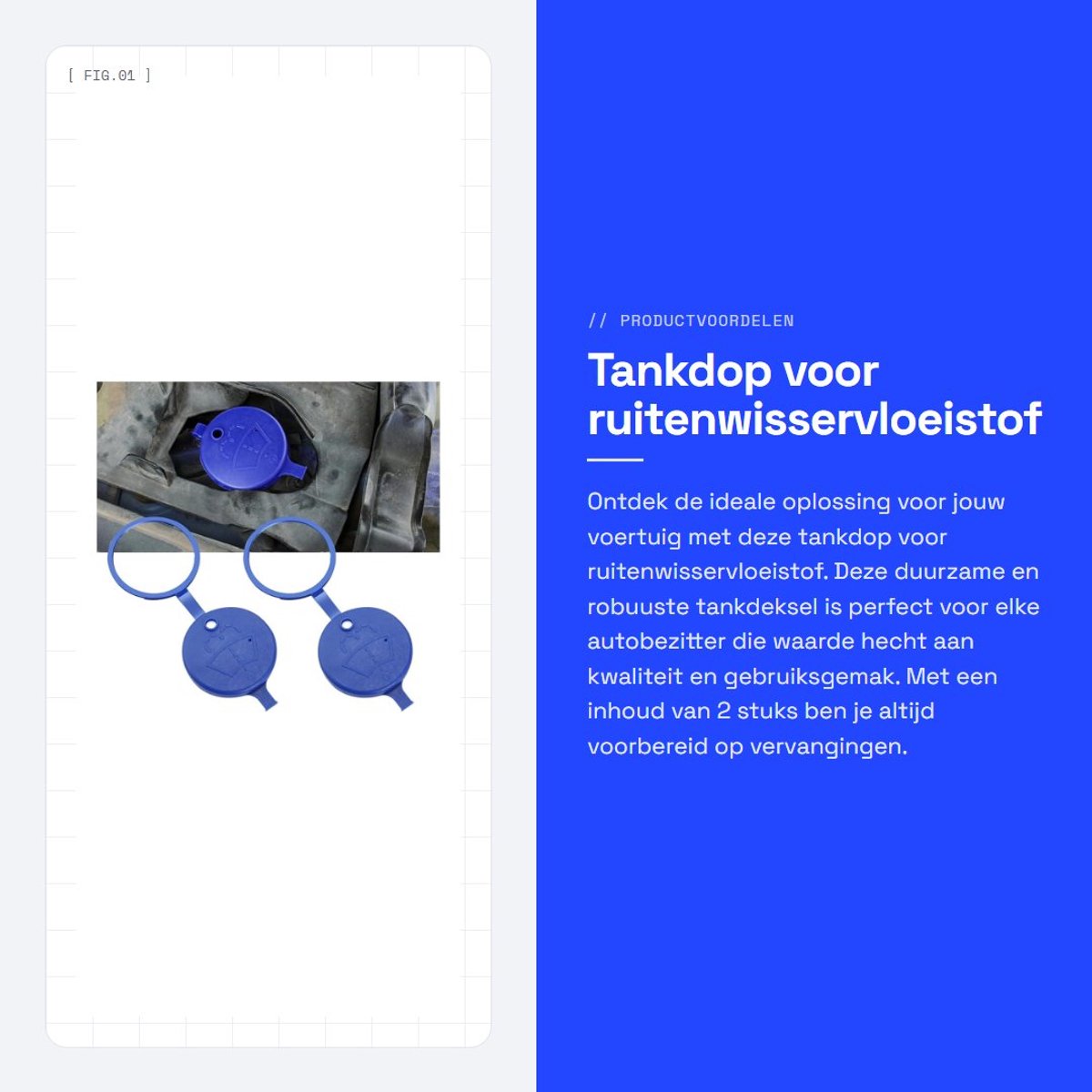 Dailygoods- Ruitenwisserdop Slijtvast - Tankdeksel - Vervanging - 2 Stuks - Kunststof - Blauw - Robuust en Duurzaam - Vloeistofdop