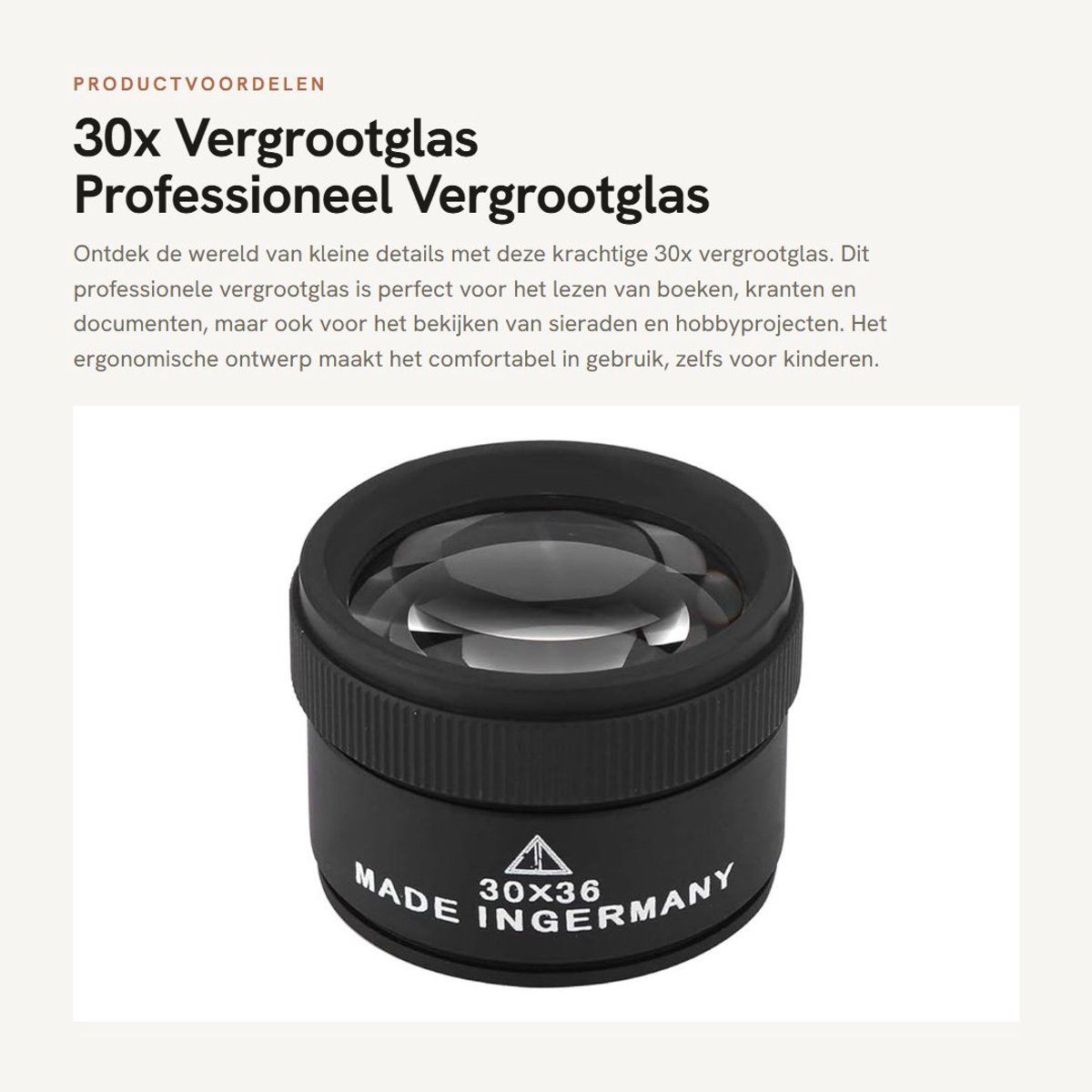 Dailygoods- Vergrootglas 30x vergroting - Zinklegering - Professioneel - Loep - Klein formaat - Ideaal voor sieraden en munten