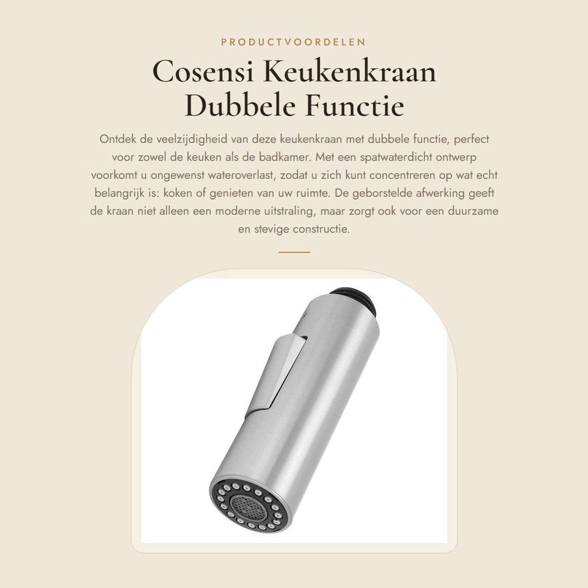 Dailygoods- Keukenkraan Dubbele Functie - Uittrekbare Uitloop - Spatwaterdicht Ontwerp - Hoogwaardig ABS-Materiaal - Eenvoudige Installatie - Waterbesparend - Douchekop