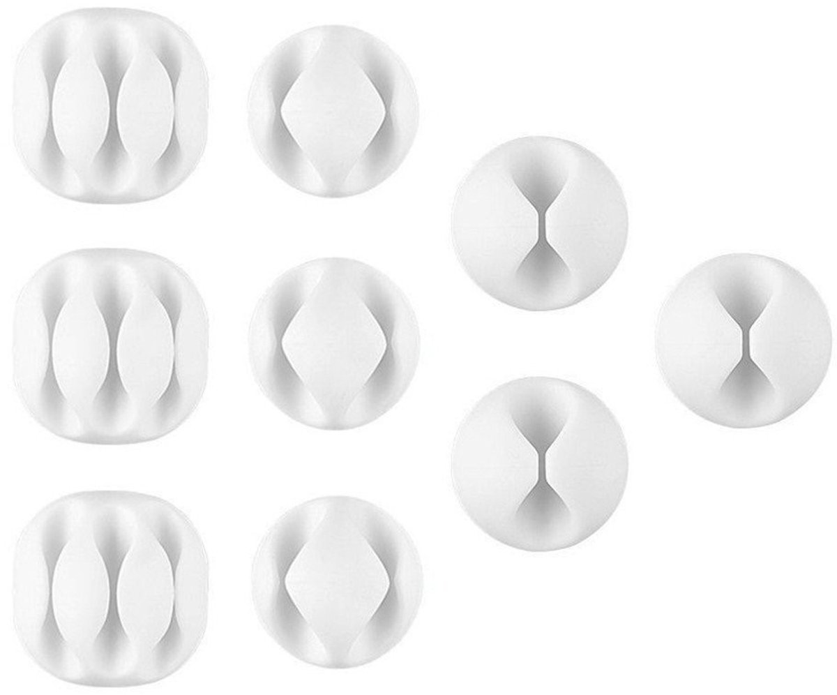 Dailygoods - Kabel-Dalingsorganizer - Snoerbeheersysteem - 9-pack - Wit - Bureaudraadhouder - Perfect voor thuiskantoor - Ruimtebesparend