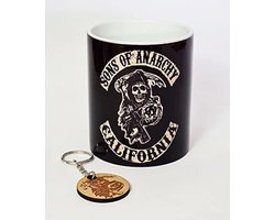 Koffiemok met Sleutelhanger - Themok Cappuccino - Drinken van Warme Dranken - Speciaal Keramiek - 350 ml - Zwart