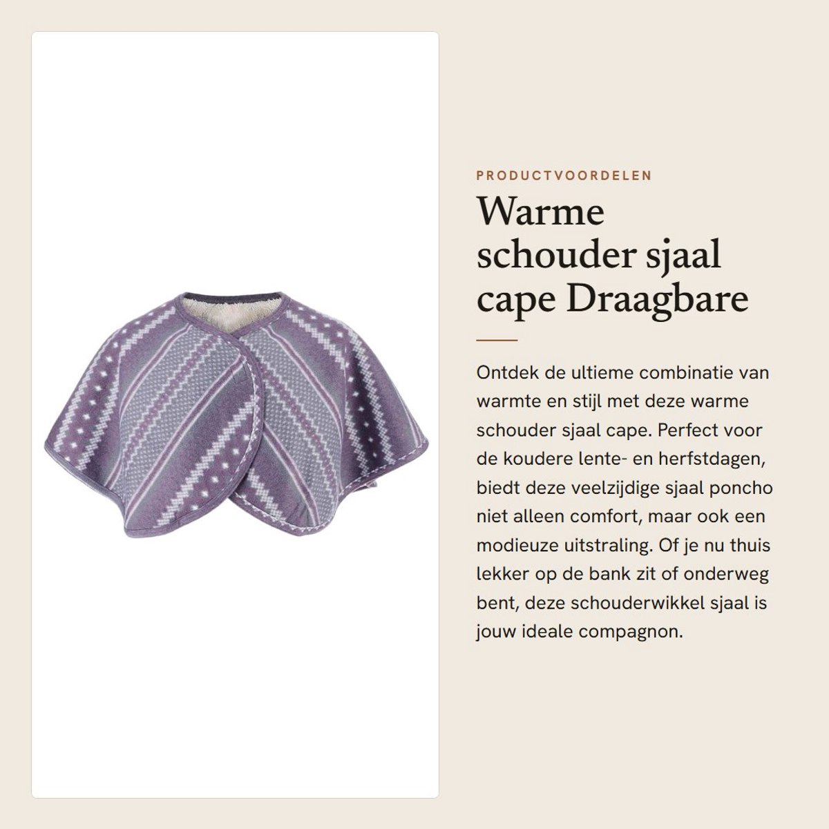 Dailygoods- Sjaal Warm - Dubbelzijdig Pluche - Schouderwikkel - Nekkussen - Wasbaar - Comfortabel voor Dames - Schoudercape