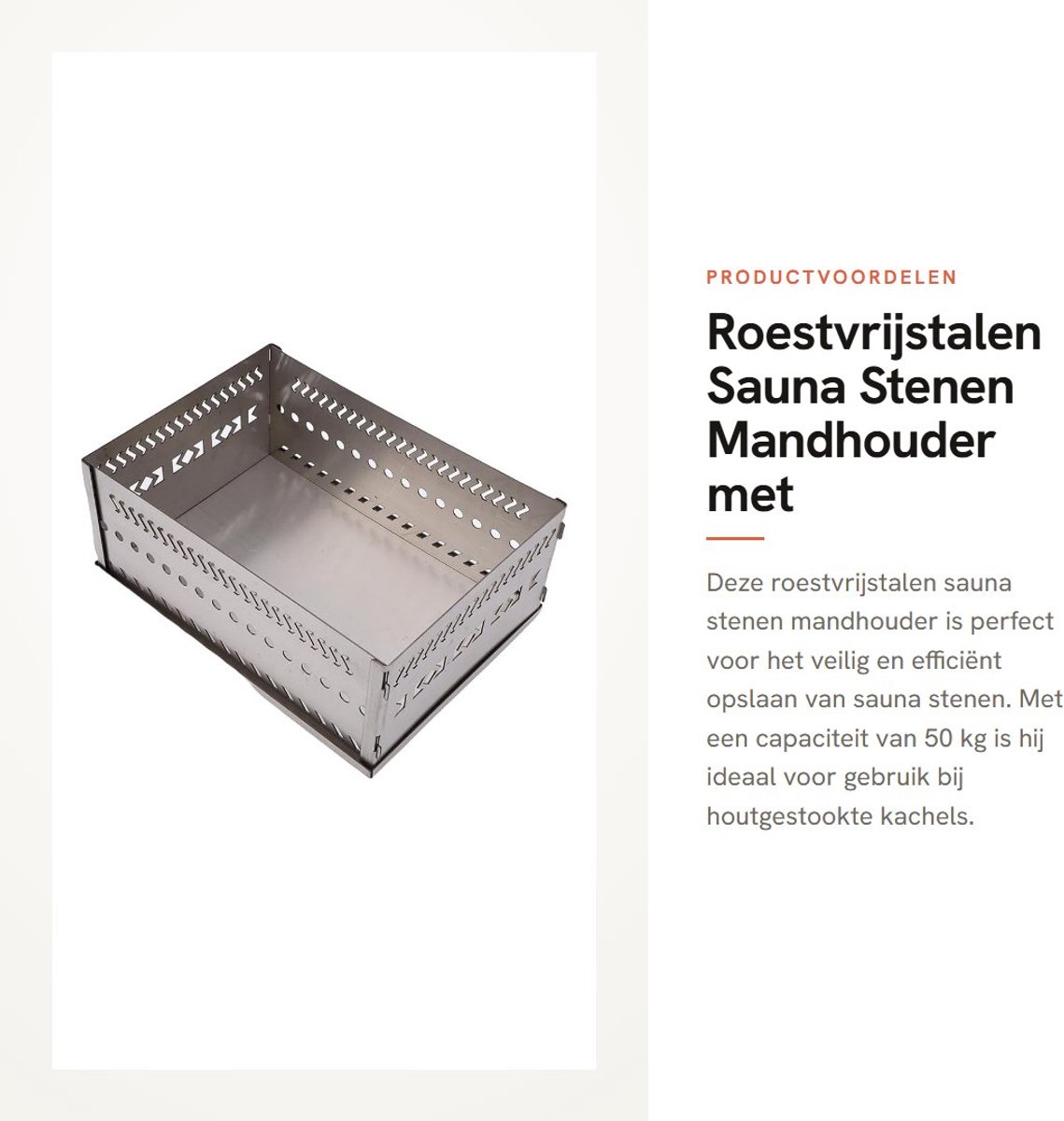 Dailygoods- Sauna Stenen Mandhouder 50 Kg Capaciteit - Roestvrij Staal - Draagbare Houder - Multi-doel - Buitenbenodigdheden - Geschikt voor Houtskool Kachel - Sauna Mand