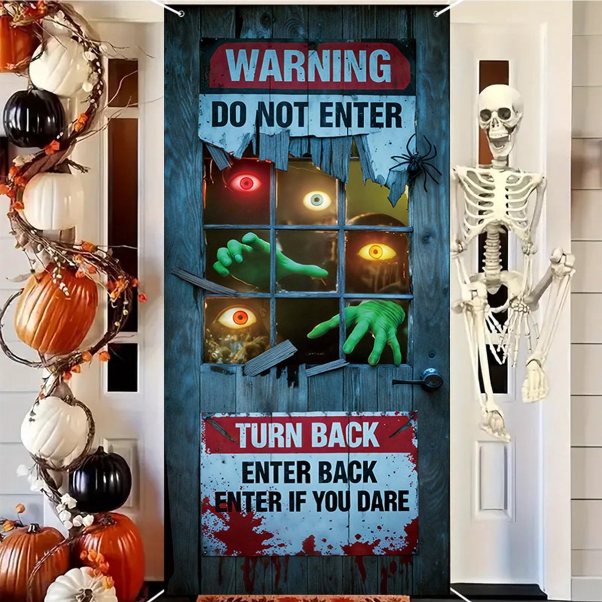 Dailygoods- Halloween-banner grote afmetingen 185 x 90 cm - scheurvast - polyester - Halloween-deurdecoratie - feestelijk design - geschikt voor themafeesten - Feestbanner