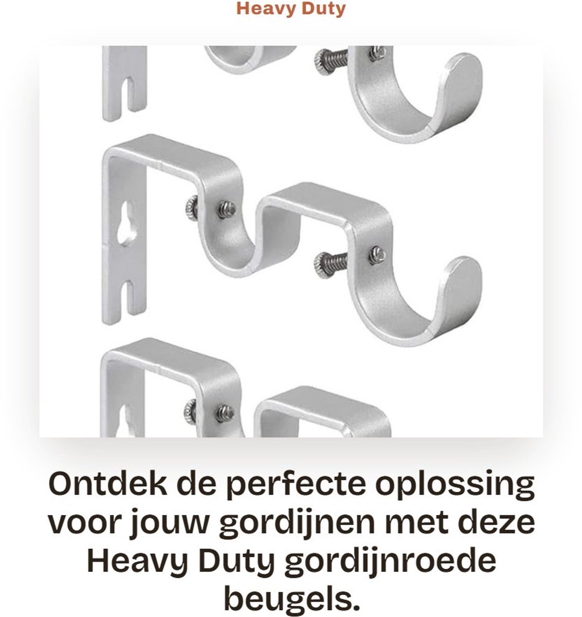 Dailygoods- Gordijnroede Beugels Heavy Duty - Dubbele Gordijnroede Houders - Set van 3 - 1 inch/5/8 inch - Zilver - Tot 9 kg draagvermogen - Gordijnbeugels