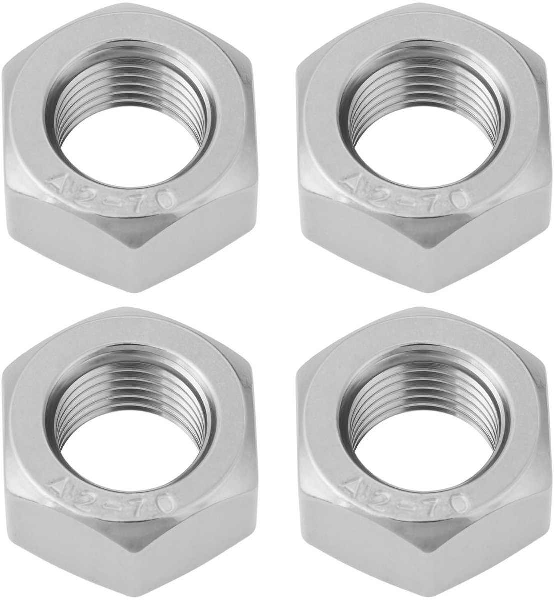 Dailygoods- Moeren M12 x 1,25 - Roestvrij Staal - Volledige Moeren - Rechterschroefdraad - Anticorrosie - Dikte 9,7 mm - Moer