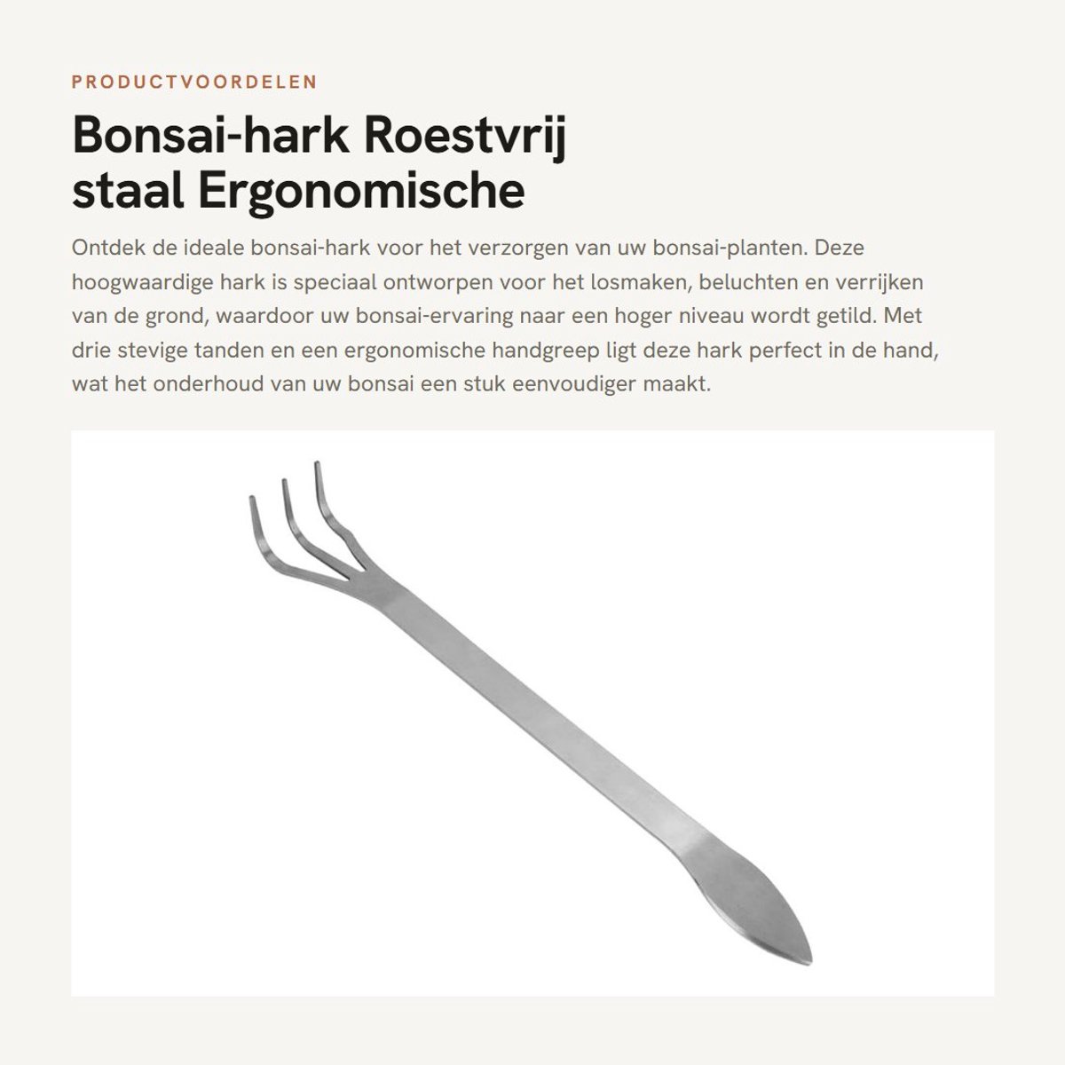 Dailygoods- Bonsai-hark roestvrij staal - 3 tanden - ergonomische handgreep - tuingereedschap - onkruidverwijderaar - grond beluchten