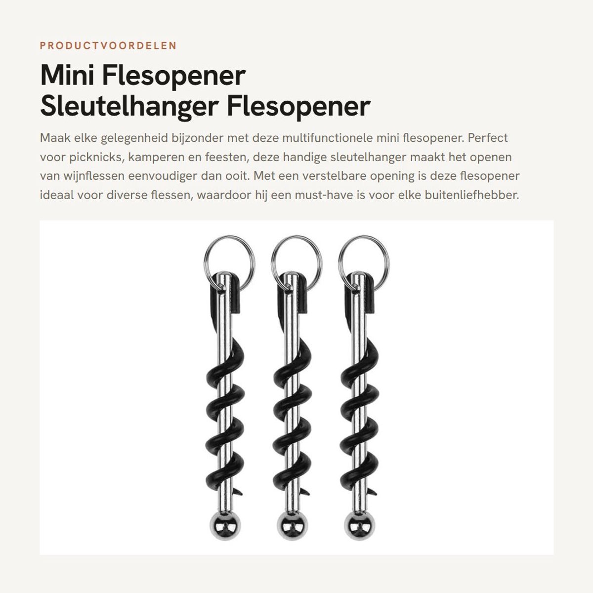 Dailygoods- Flesopener Multifunctioneel - Sleutelhanger - Wijnopener - Draagbaar - Verstelbaar - Ideaal voor Kamperen - Kurkentrekker