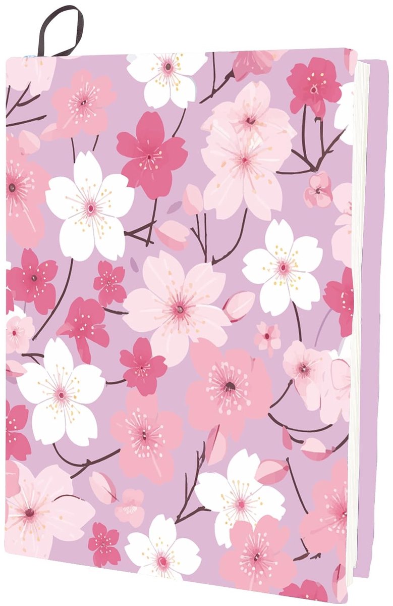 Dailygoods - Boekomslag - Kersenbloesem - Wasbaar en herbruikbaar - Roze - Nylon boekbeschermer - Geschikt voor 9 x 11 inch boeken
