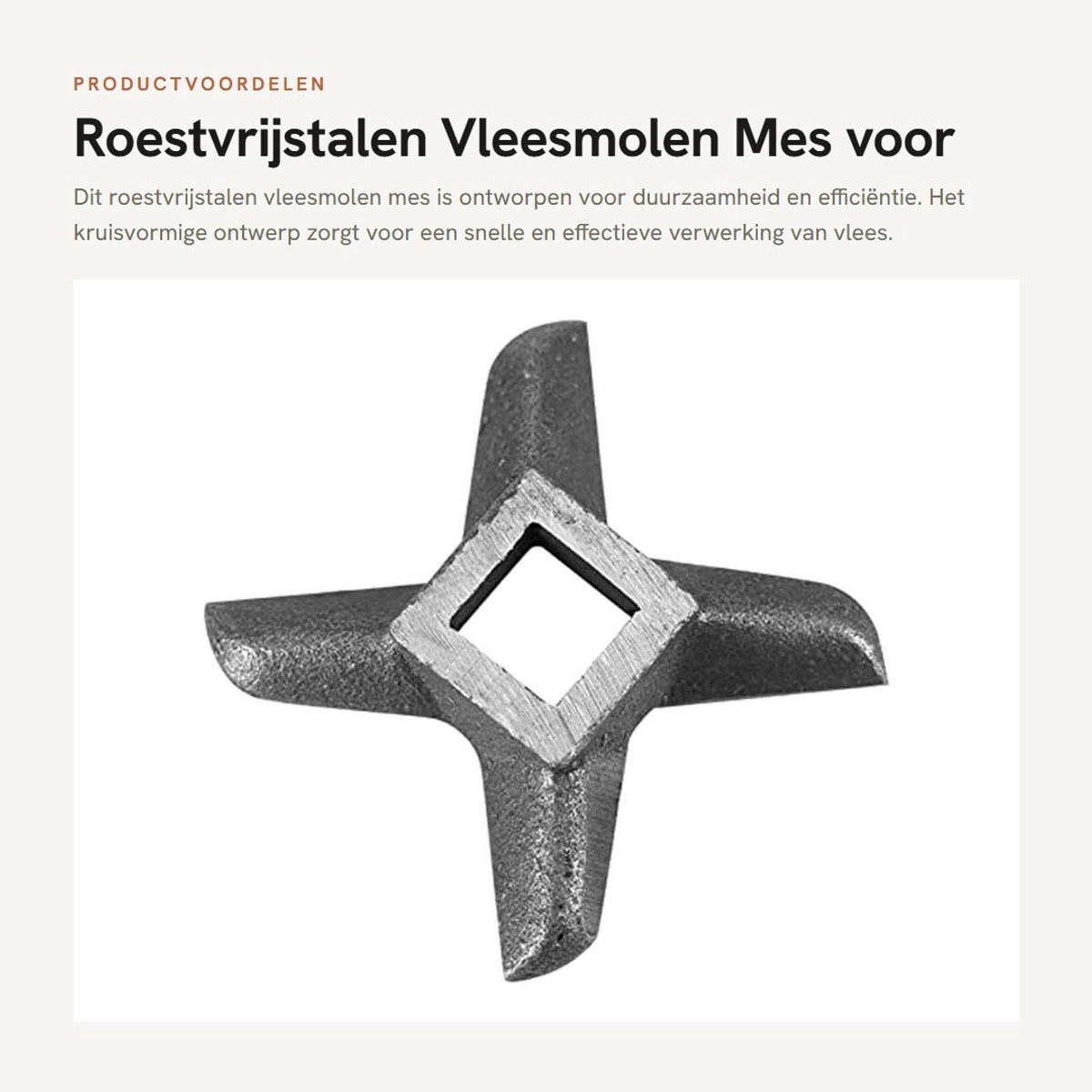 Dailygoods- Vleesmolen Mes Roestvrij staal - Vleesmolen Plaat Mes - Vervangend Onderdeel - Geschikt voor Kunststof Vleesmolens - Stevige Constructie - Kruisvormig Ontwerp - Gehaktmes