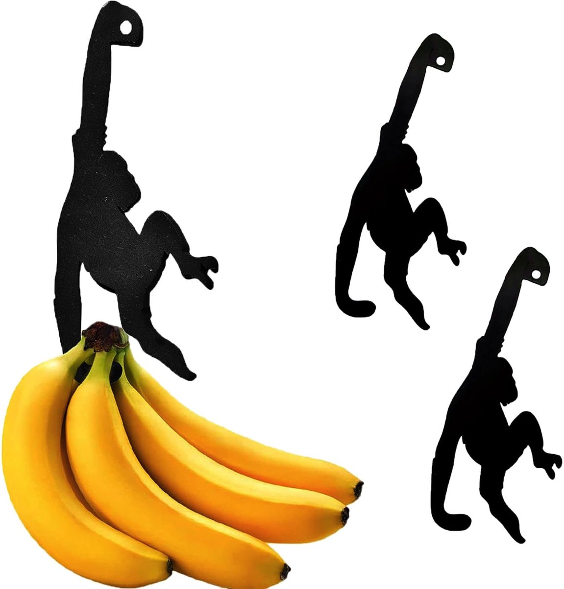 Dailygoods- Bananenhouder Grappige Apen - Bananenhaken - Wandhaak - Roestbestendig - Hoogwaardig Metaal - Creatief Ontwerp