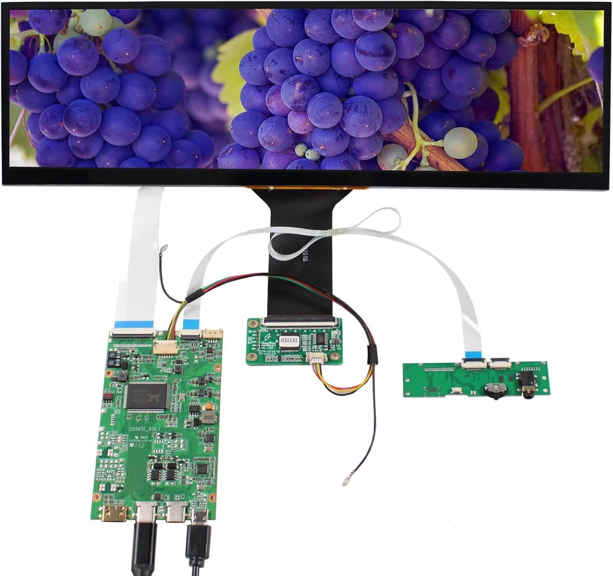 Touchscreen Monitor - IPS Display - Doe-het-zelf Projecten - USB C Connectiviteit - 12.6 Inch - Zwart