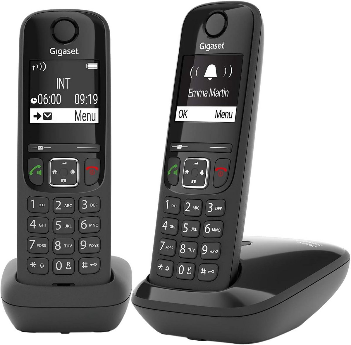 Vaste Telefoon - Draadloze Telefoon - Thuis Bellen - Twee Handsets - Groot Display - Zwart