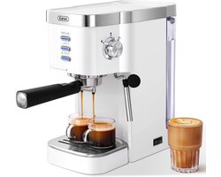 Espressomachine - Koffiezetapparaat - Thuis barista - 20 bar pomp - 12 liter - Zilver Wit