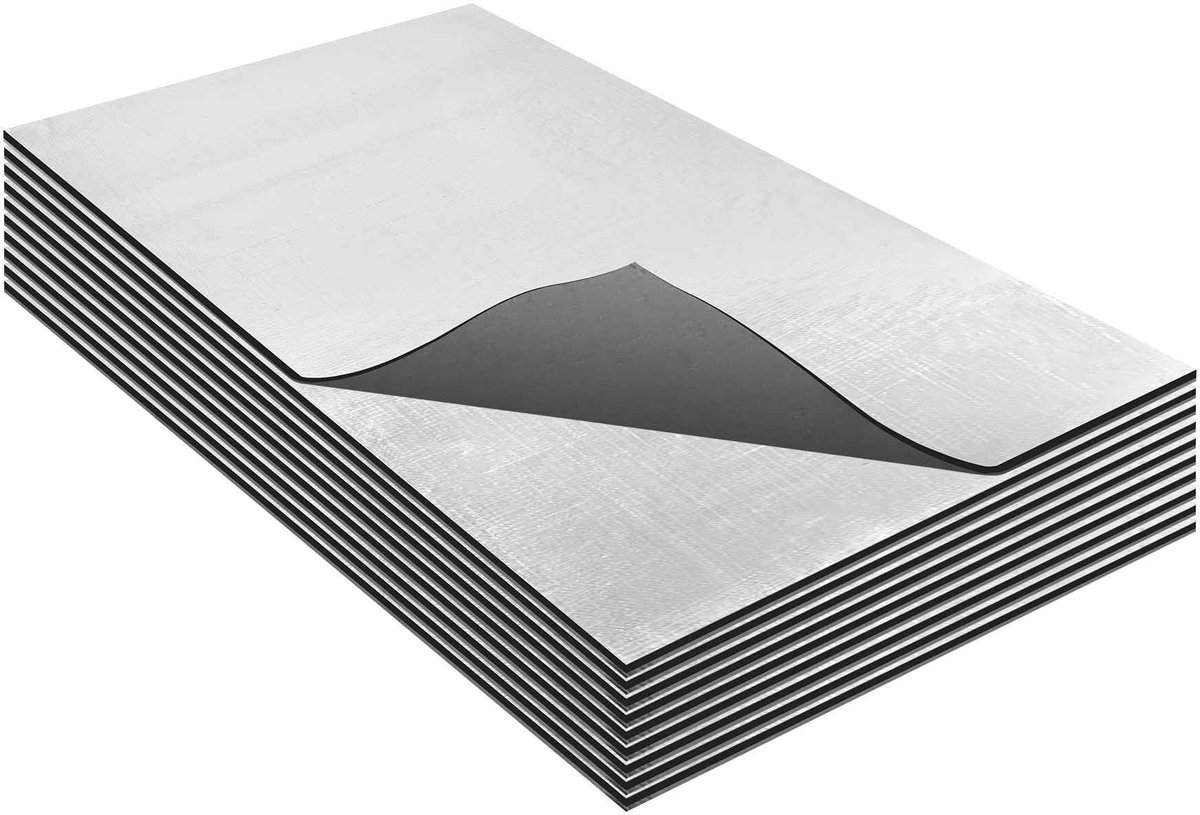 Dailygoods- Geluidsdempingsmat 10 Stuks - Zilverkleurig - Glasvezel/Schuim - 0.46m² - 5mm Dikte - Zelfklevend/Waterdicht - Geluidsisolatiemateriaal