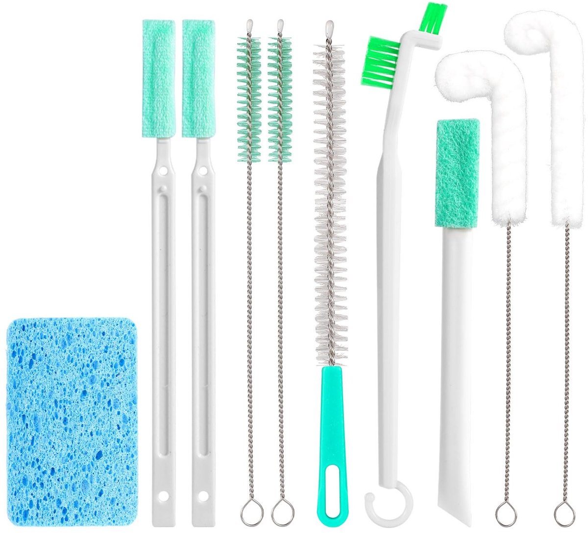 Dailygoods- Reinigingsborstels 10 Stuks - Multifunctionele Kierenreinigingsborstels - Reinigingsset voor IJsmachines - Nylon/Katoen - Reinigingsgereedschap voor Waterkoelers - Geschikt voor Diverse Toepassingen - Schoonmaakborstels
