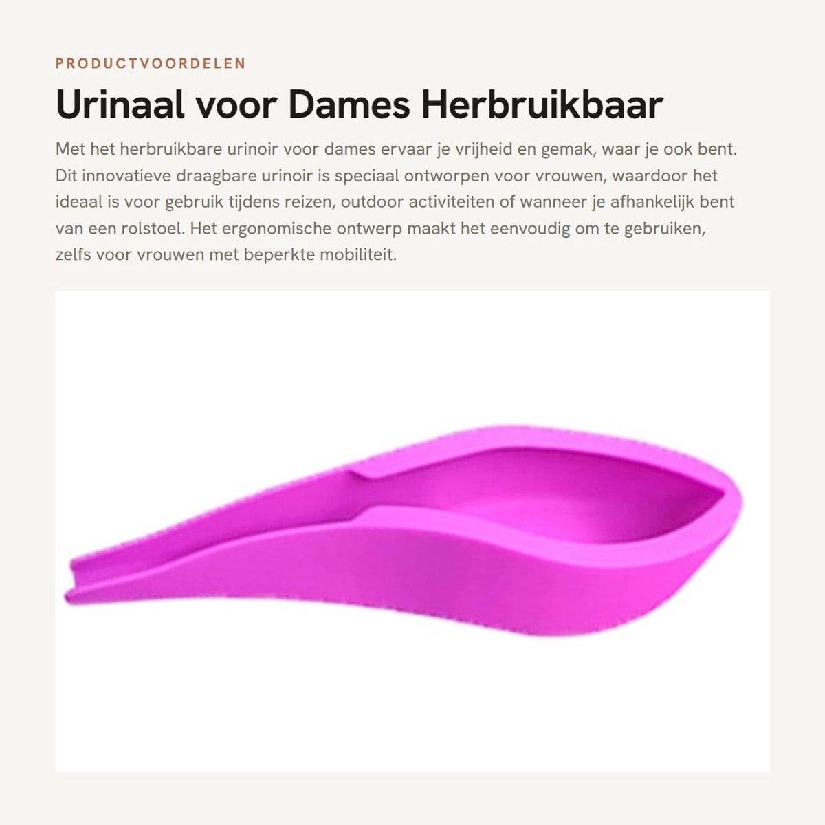 Dailygoods- Urinaal Draagbaar - Urinaal voor Vrouwen - Herbruikbaar van Siliconen - Inclusief Reistas - Eenvoudig te Bedienen - Geschikt voor Gehandicapte Vrouwen - Urinoir