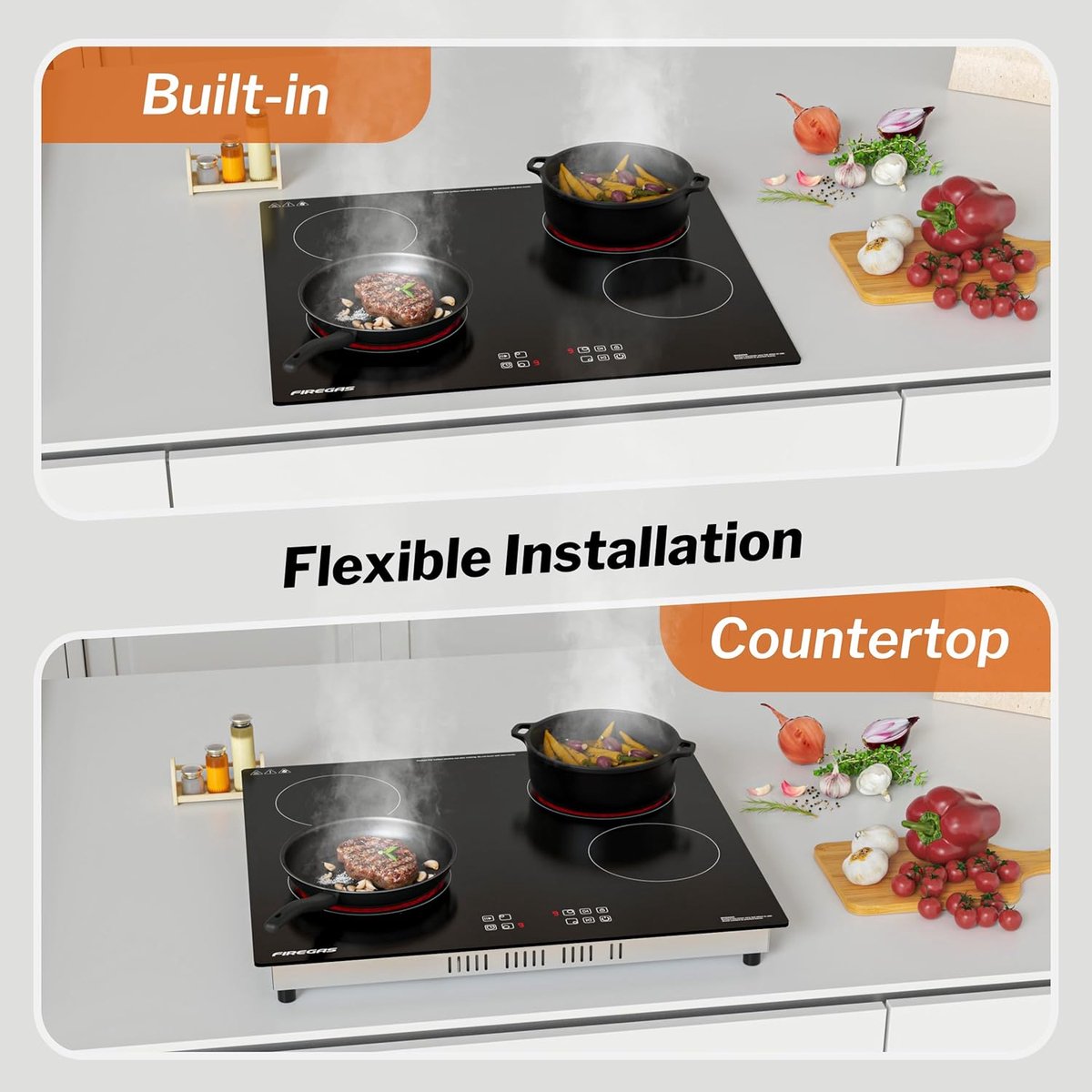 Inbouwfornuis Keramisch - Kookplaat - Thuis Koken - 9 Warmtestanden - 59 cm - Zwart