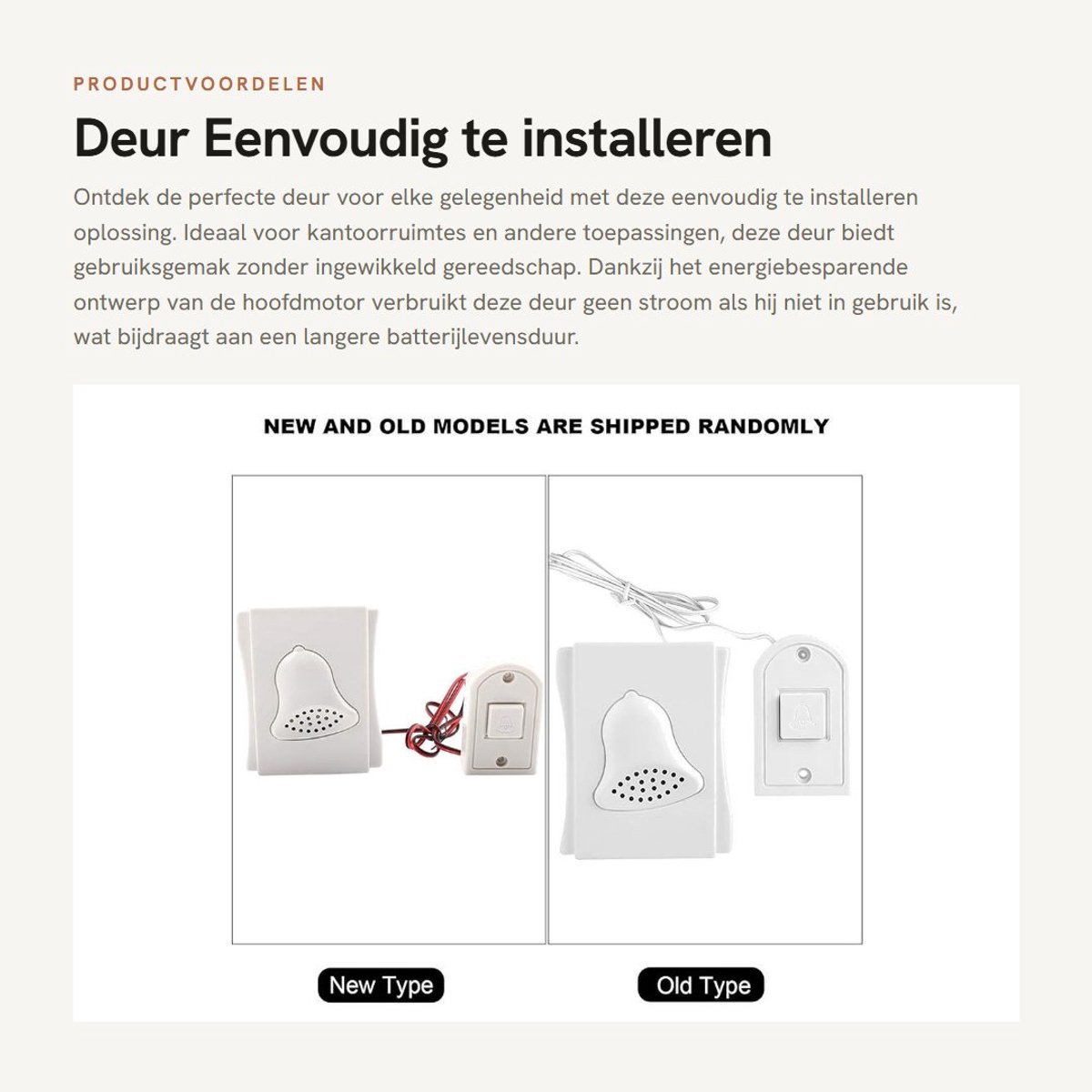 Dailygoods - Deur - Eenvoudig te installeren - Energiebesparend ontwerp - Handig in gebruik - Helder deurbelgeluid - Geschikt voor kantoor - Model...