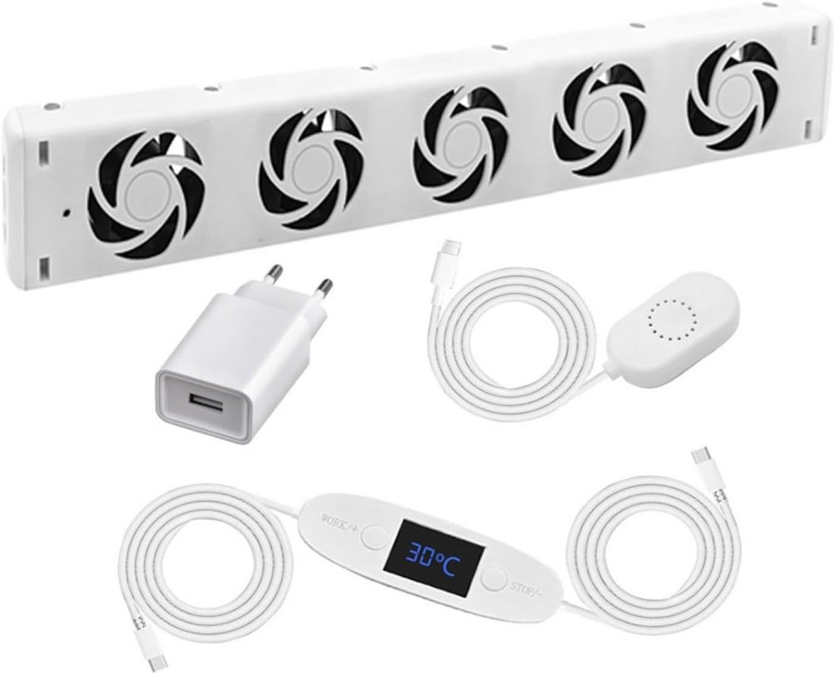 Radiatorventilator - Verwarming ventilator - Energie besparen - Stille werking - 50 cm breed - Wit
