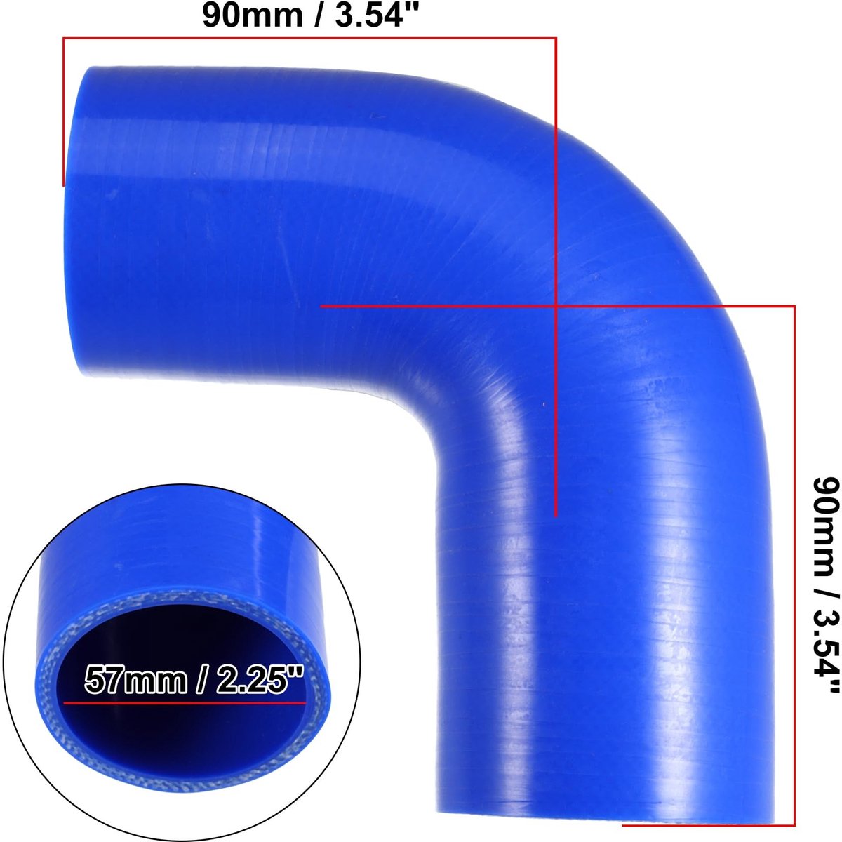 Dailygoods- Silicone Slang 90 Graden Bocht - Universele Radiator Slang - Blauw - 90mm Lengte - Hoog Temperatuurbestendig - Verbeterde Koeling - Koelwaterslang