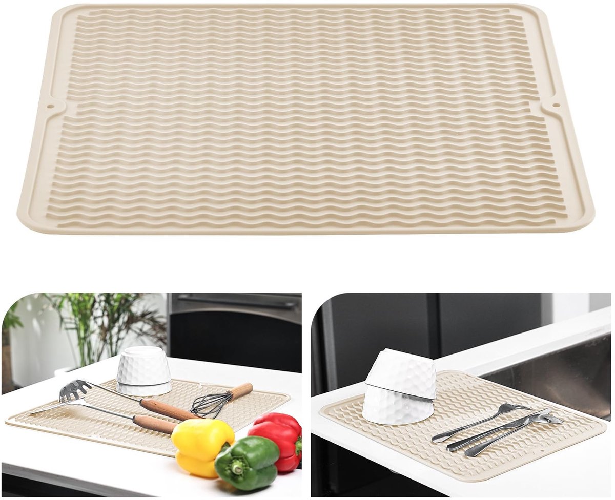 Dailygoods- Afdruipmat 40x60cm - Siliconen - Hittebestendig - Antislip - Groefontwerp - Sneller drogen - Afwasmat