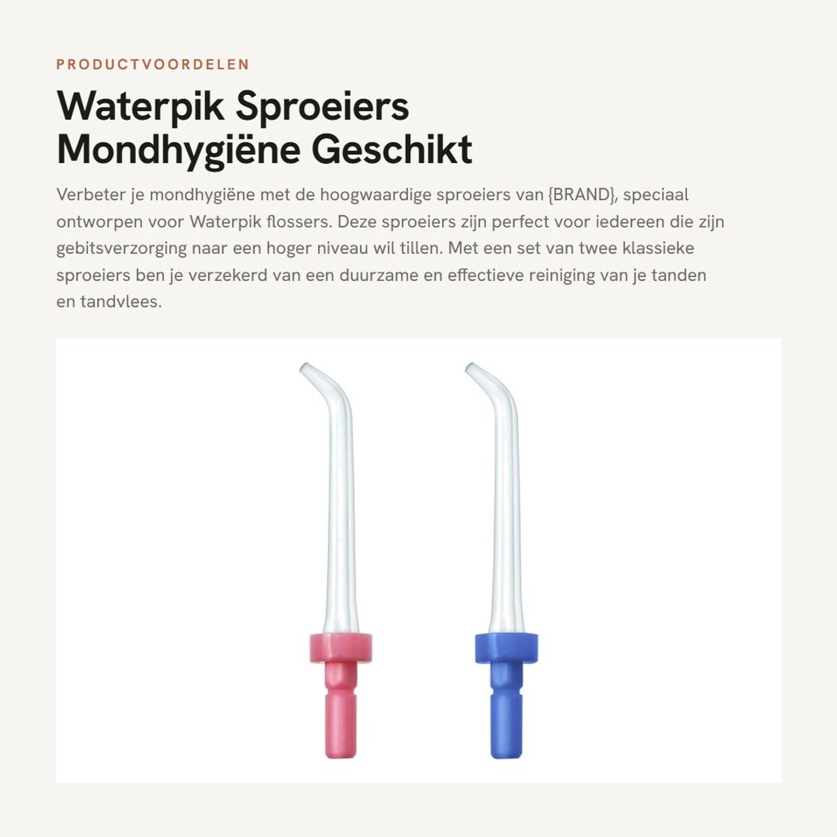 Dailygoods- Sproeiers - Set van 2 - Voor Waterpik Flosser WP-70/WP-60 - Waterreservoir - Sproeierpunt - Geschikt voor mond en tanden - Waterflosser