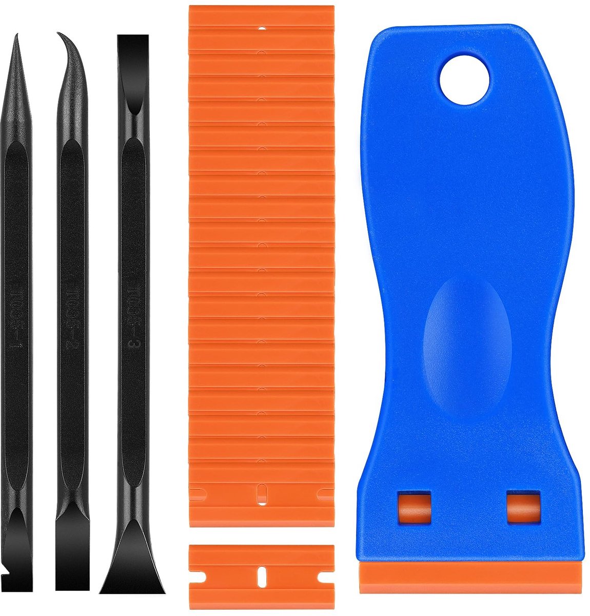 Dailygoods- Afdruiprek met 20 Kunststof Messen - Schraper - Lijmverwijderaar - Glaskleur - Gemakkelijk te Reinigen - Klein en Handig