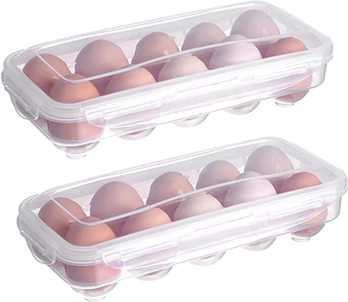 Dailygoods- Eierdoos voor 10 Eieren - Kunststof - Koelkast Organizer