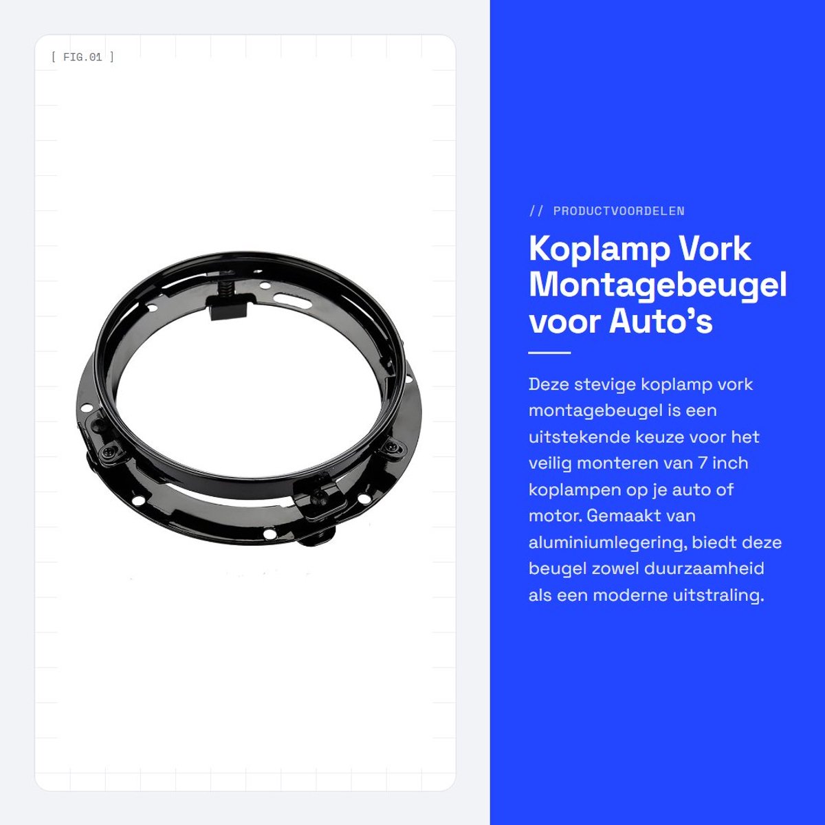 Dailygoods- Montagebeugel Gemaakt van Aluminiumlegering - Koplampbeugel - Universele Beugel voor Motorfietsen - 7 Inch - Eenvoudig te Installeren - Zwart