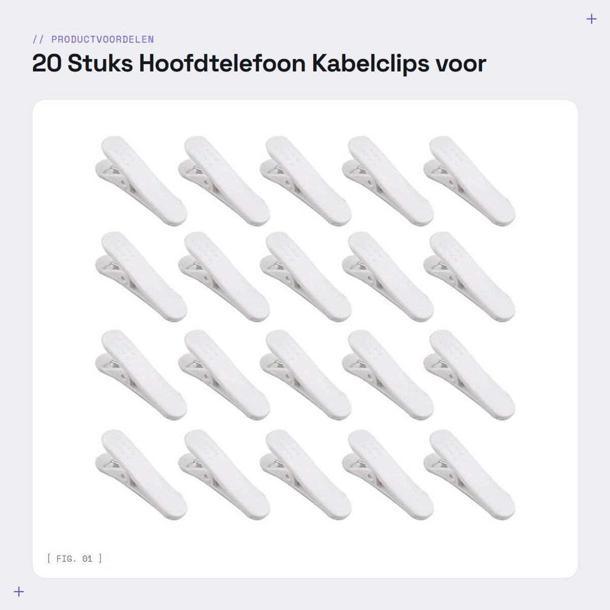 Dailygoods- Oordopjes - 20 Stuks - Hoofdtelefoonclips - Kunststof - Draagbaar - Voorkomt Knoopvorming - Wit