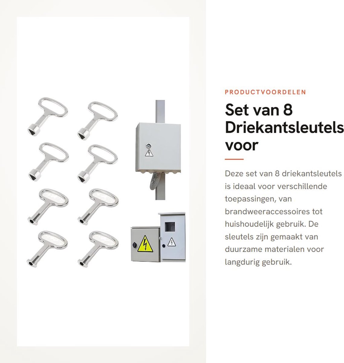 Dailygoods- Driekantsleutel - 8 stuks - Steeksleutel - Brandweeraccessoires - Multifunctionele Sleutel - Robuuste Zinklegering - Compact Ontwerp - Sleutelset