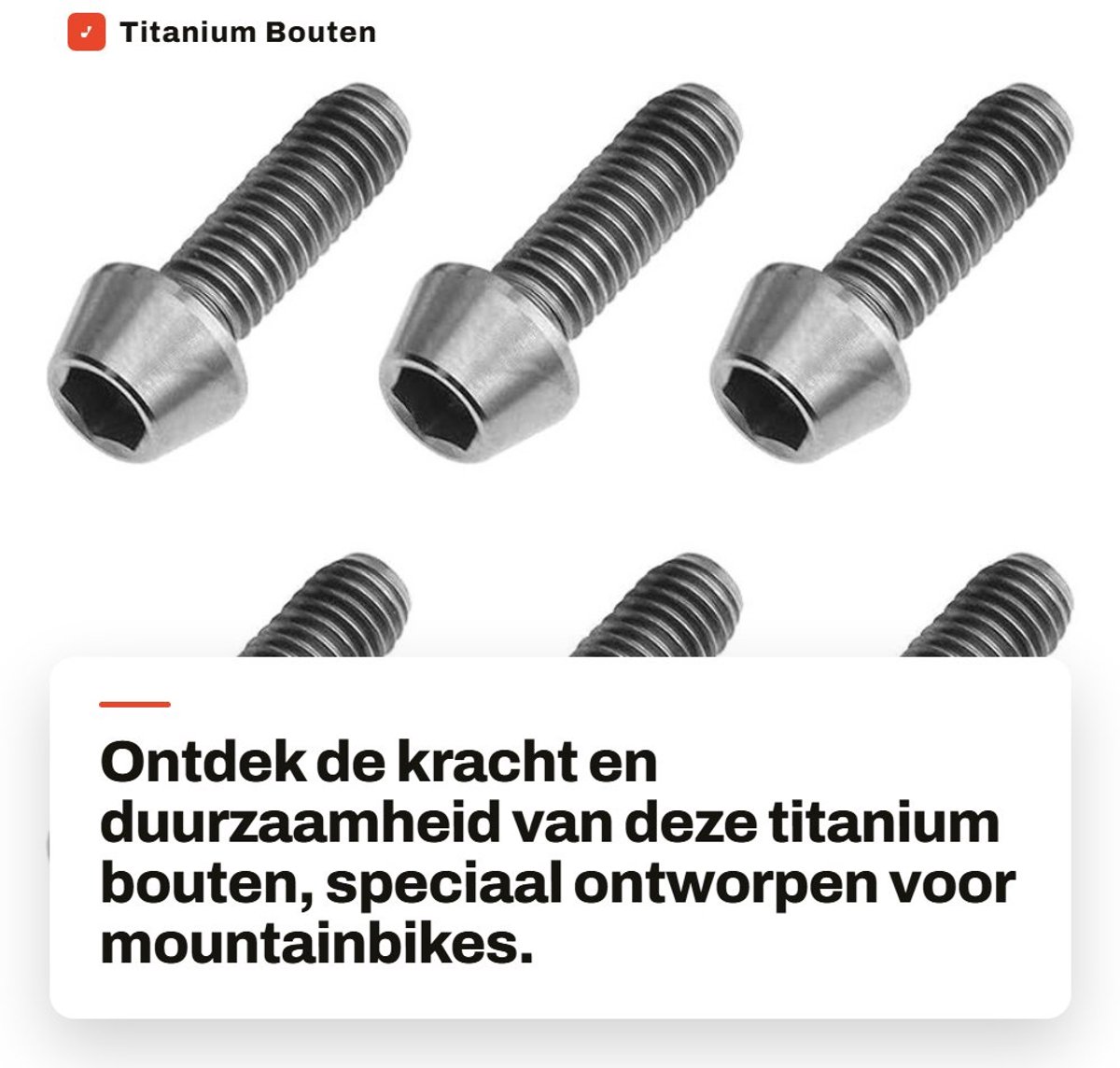 Dailygoods- Titanium Bouten M5x15mm - 6 Stuks - Hex Socket - Taps Toelopende Kop - Ti-6Al-4V Titanium - Voor Mountainbike Onderdelen - Fietsbouten