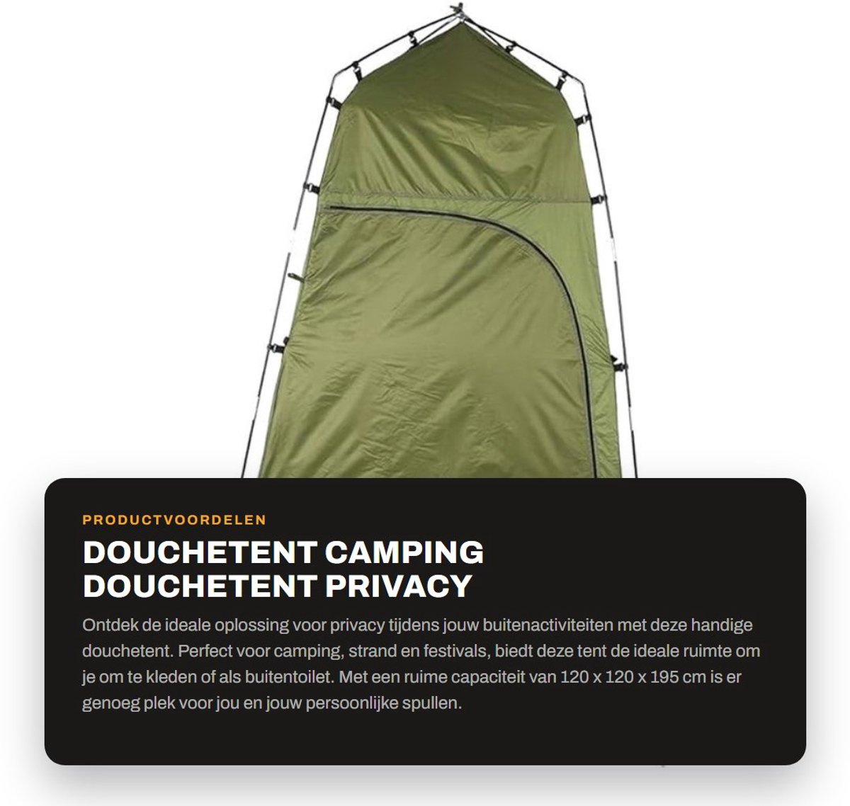 Dailygoods- Douchetent Grote Capaciteit - Draagbare Campingdouche - Privacy Kleedkamer - Waterdicht Polyester - Winddicht - Interne Ritsvensters - Privacy Tent