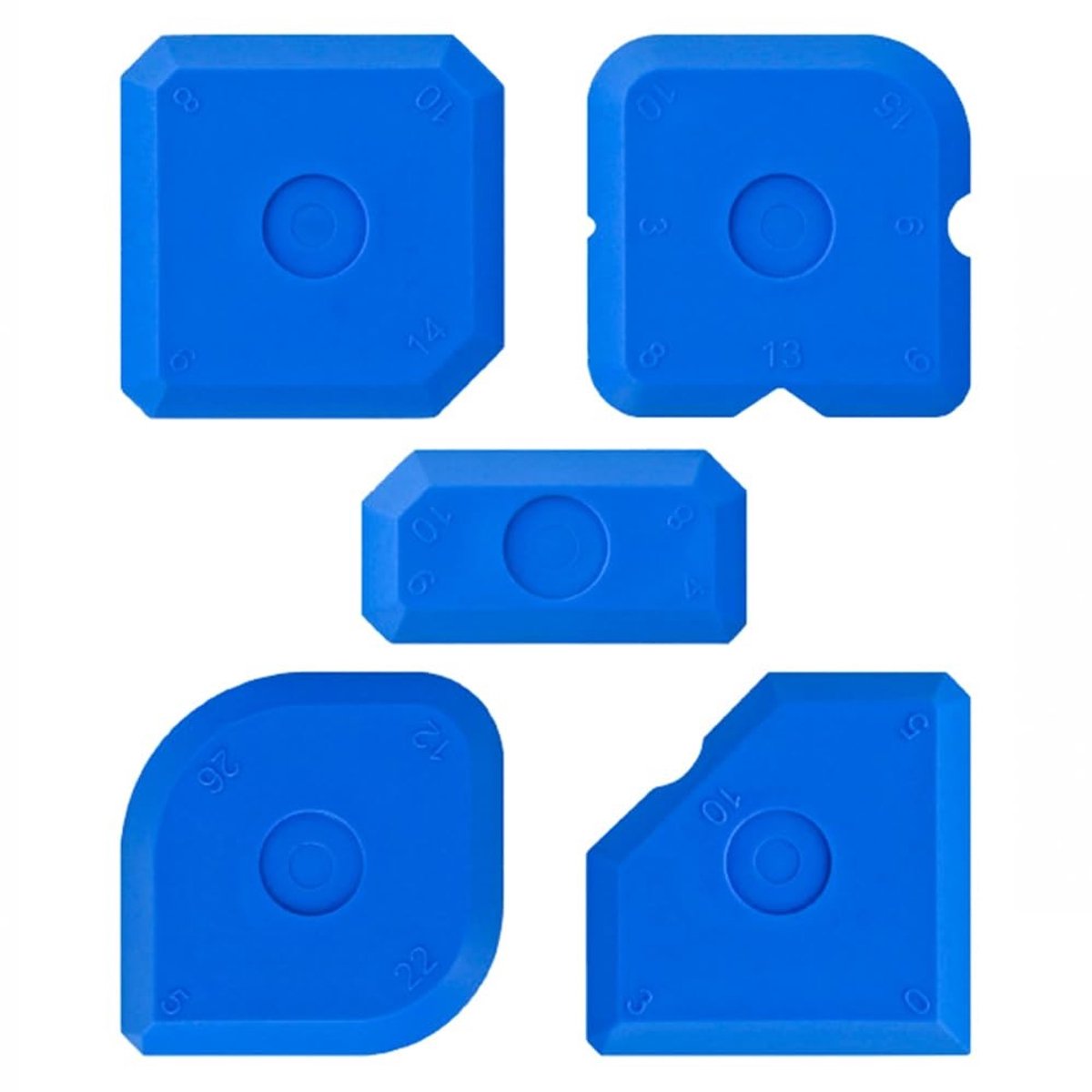 Dailygoods- Kitafwerkingstool 5-delig - Afdichtingstoolkit - Siliconen - Blauw - 12,8x7,8x2cm - Fijn afgewerkte randen - Afdichtingsgereedschap