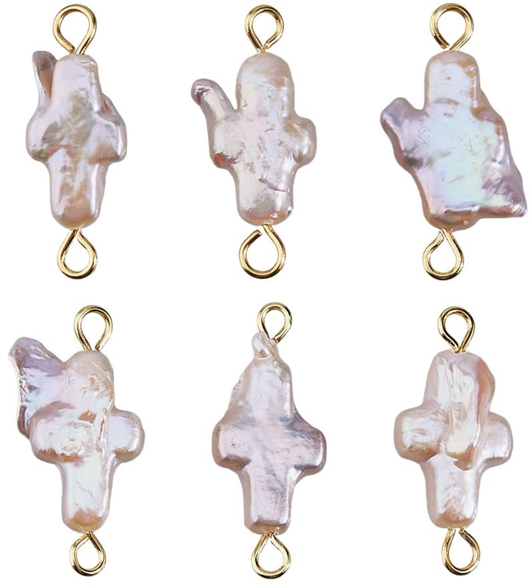 Dailygoods- Parel Hangers 6 Stuks - Natuurlijke Parel Connector - Bedels voor Sieraden Maken - Uniek Ontwerp - Afmetingen 20,5-21x7,5-8,5x3-4mm - Elegante Stijl
