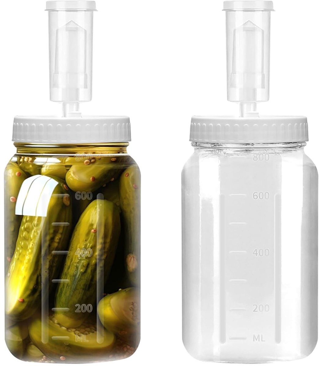 Dailygoods- Fermenteerglas 2 x 1 l - Fermentatieset met Ventiel - Brede Mond - Voedselveil