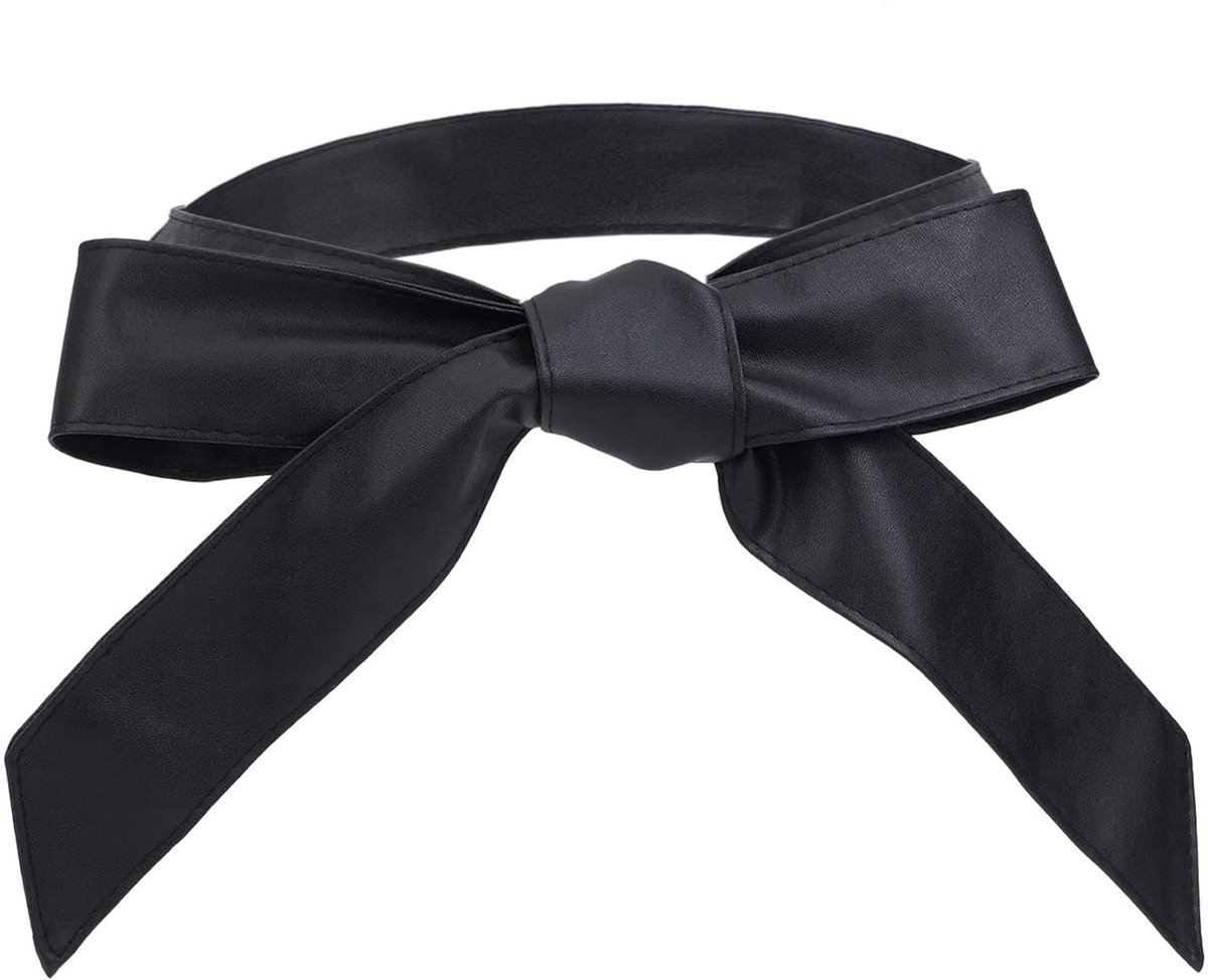 Dailygoods - Brede PU-lederen Obi-riem voor dames met verstelbare knoop - Zwart