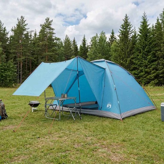 vidaXL - Kamperen - tent - met - dak - Blauw - 6-persoons - Polyester - en - Staal van Vidaxl — afbeelding 4