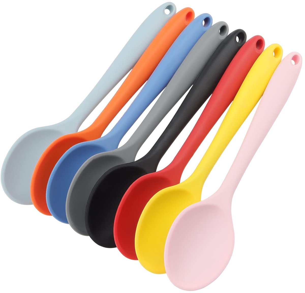 Dailygoods- Siliconen Lepelset 8 Stuks - Hittebestendig - Antiaanbak - Keukenlepels - Vaatwasserbestendig - Levendige Kleuren