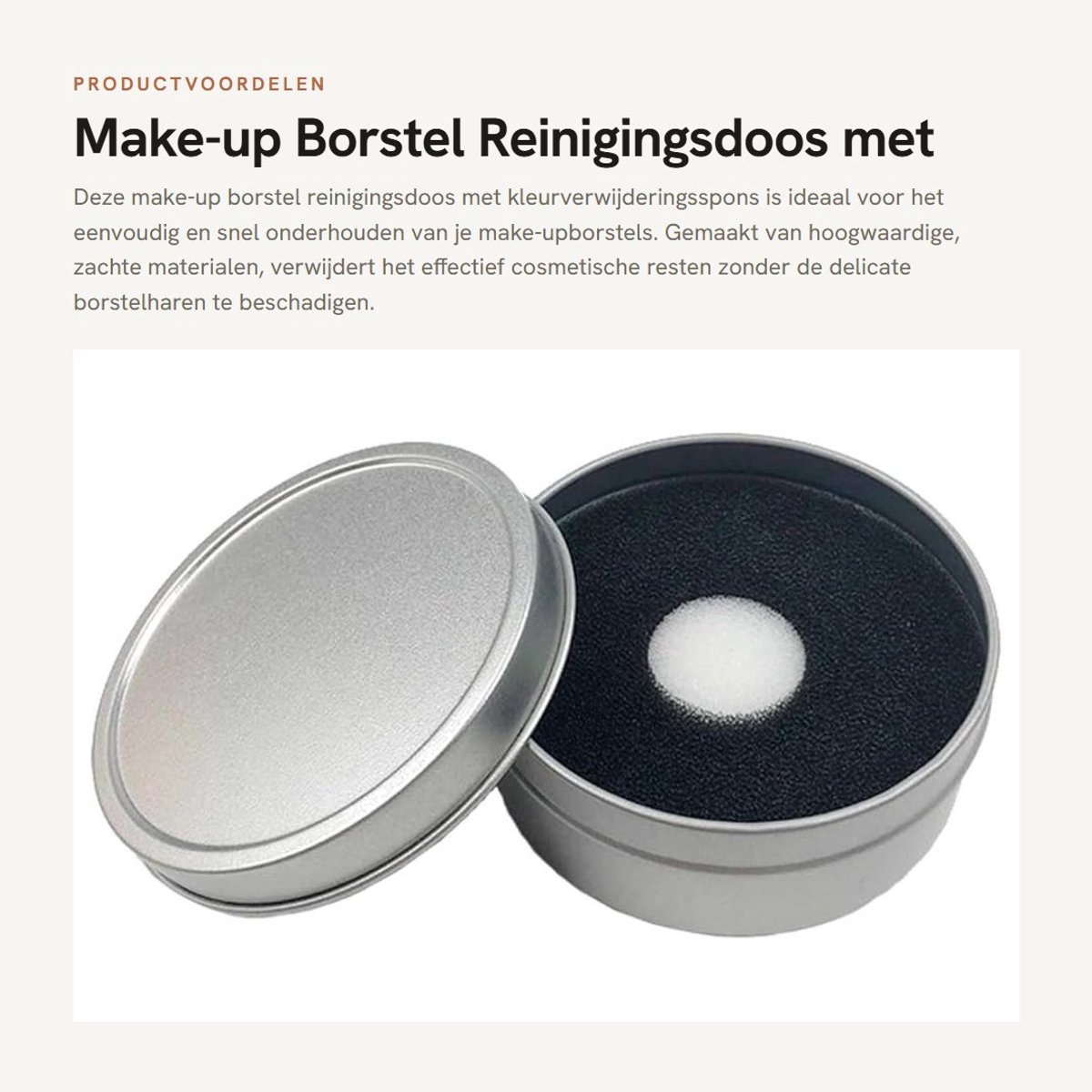 Dailygoods- Make-up Borstel Reinigingsdoos - Kleurverwijderingsspons - Chemisch Vrij - Herbruikbaar - Milieuvriendelijk - 8 x 3 cm - Borstelreiniger