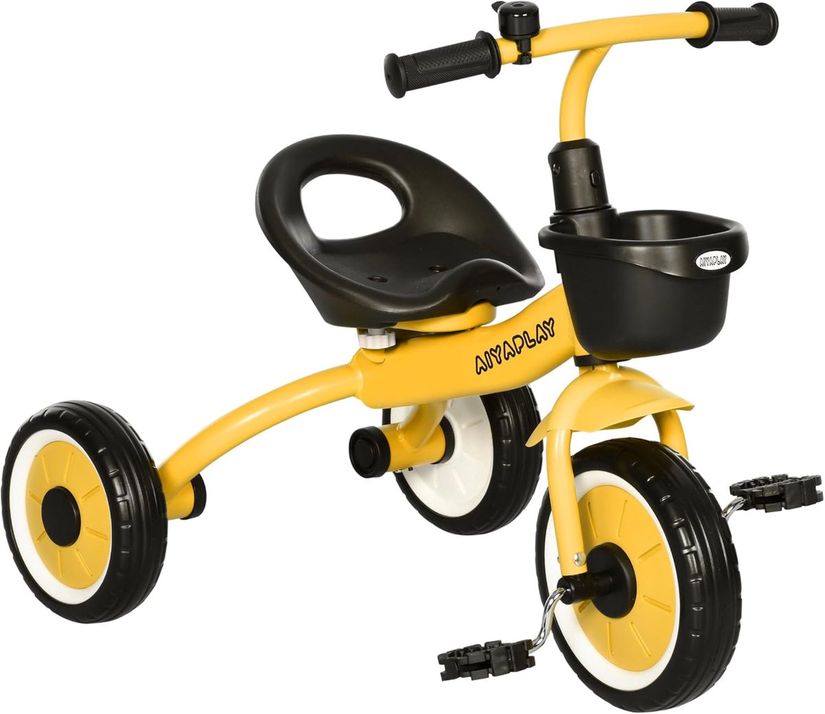 Kinder driewieler Loopfiets met trappers Buiten spelen Verstelbaar zadel 70.5cm lengte Geel