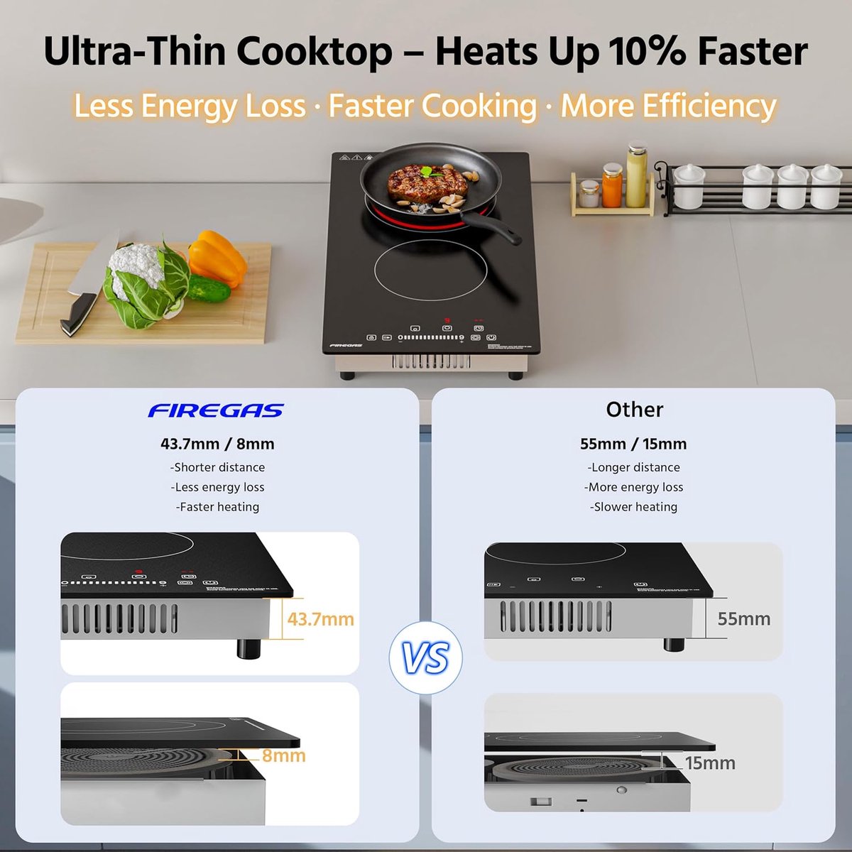Keramische Kookplaat - Inbouw Fornuis - Snel Koken - 9 Vermogensstanden - 52 x 29 cm - Zwart