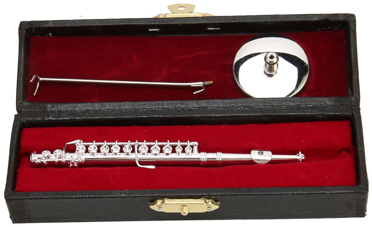 Dailygoods- Miniatuurfluit Gemaakt van Koper - Stevig/Slagvast - Slijtvast/Duurzaam - Met Standaard - Perfecte Decoratie - Voor Muziekliefhebbers - Decoratieve Fluit