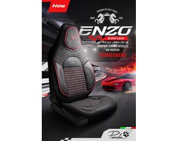 Autostoelhoezen Alfa Romeo 145 1994-2000 – Enzo Rood – Linnenstof – voor vaste en geïntegreerde hoofdsteunen – complete voorstoelenset