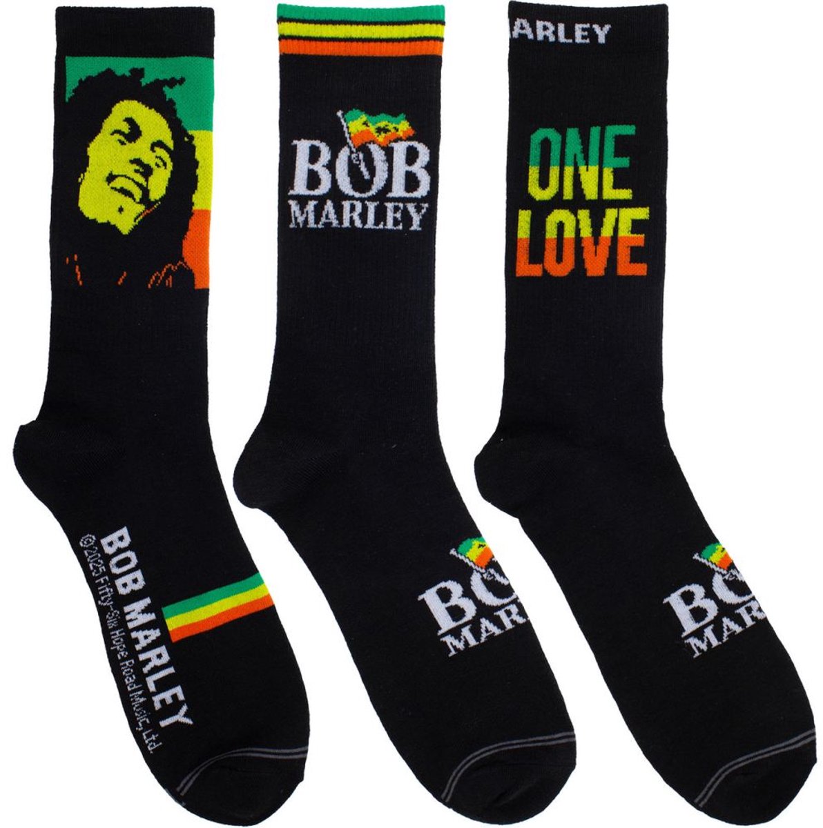 Bob Marley - Logos Sokken - Zwart
