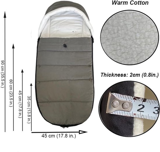 Kinderwagen voetenzak - Baby deken - Warmte buiten - Universele pasvorm - Verstelbare lengte - Grijs — afbeelding 3