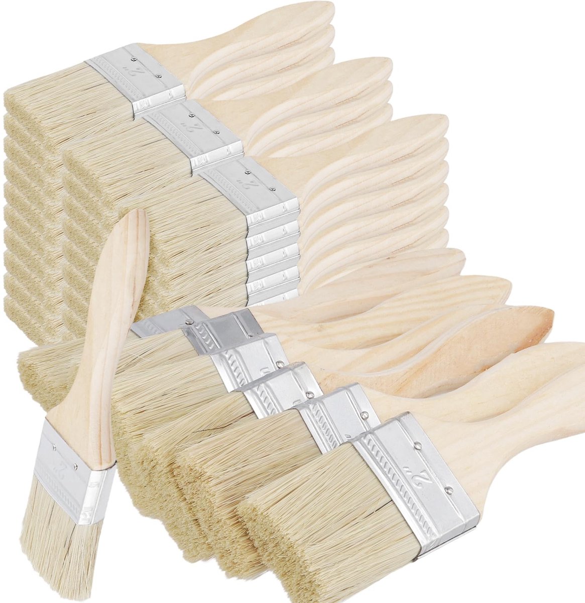 Dailygoods- Chipverfkwasten 50 stuks - Verfborstels - Kleine Penselen - Houten Handvat - Zachte Borstelharen - Comfortabel Handvat