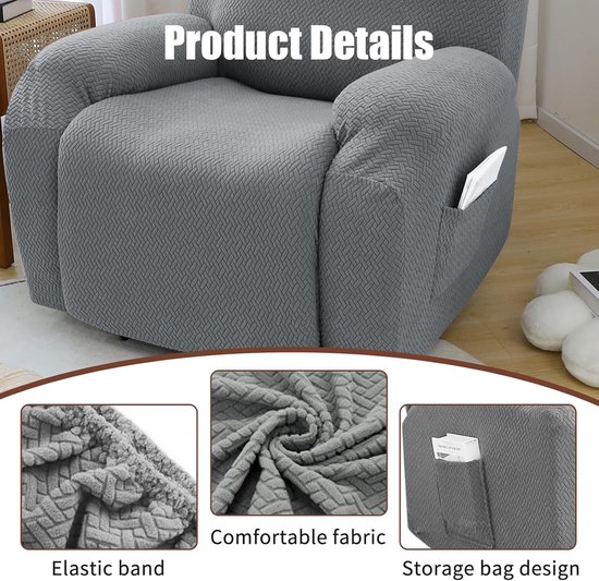 Relaxstoelhoes - Stoelbeschermer - Meubels Beschermen - Stretch Pasvorm - Universele Maat - Lichtgrijs — afbeelding 4