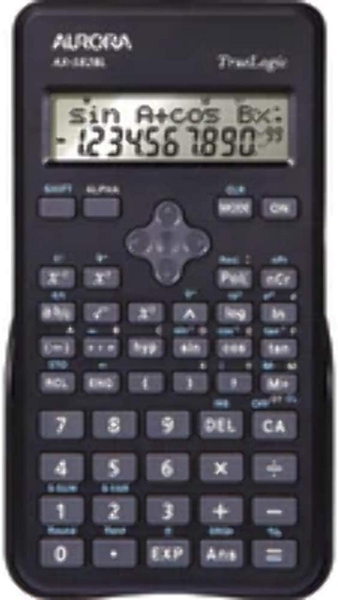 Wetenschappelijke Rekenmachine - Rekenmachine met tas - Studie en werk - 2-regelig display - Compact formaat - Zwart